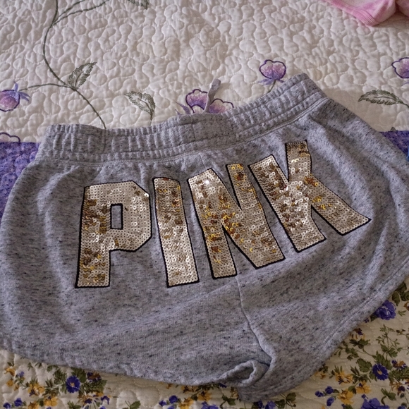 Victoria Secret BootyShort Shorts VS 🩷 Pink Bling S Sweats Daisy Dukes
